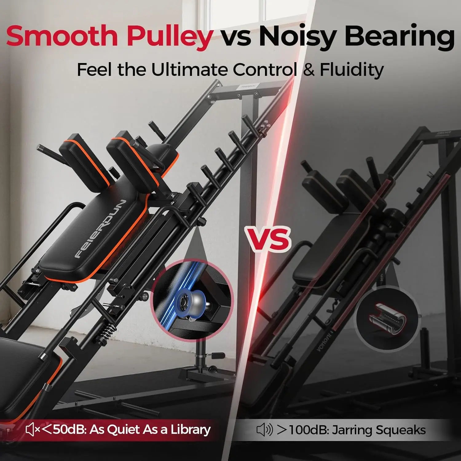 NLW Commercial-Grade Ultra-Quiet Hack Squat & 45° Leg Press Combo Machine