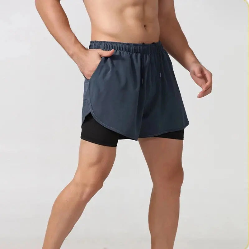 Breathable Double Layer Men's Workout Shorts for Gym & Running