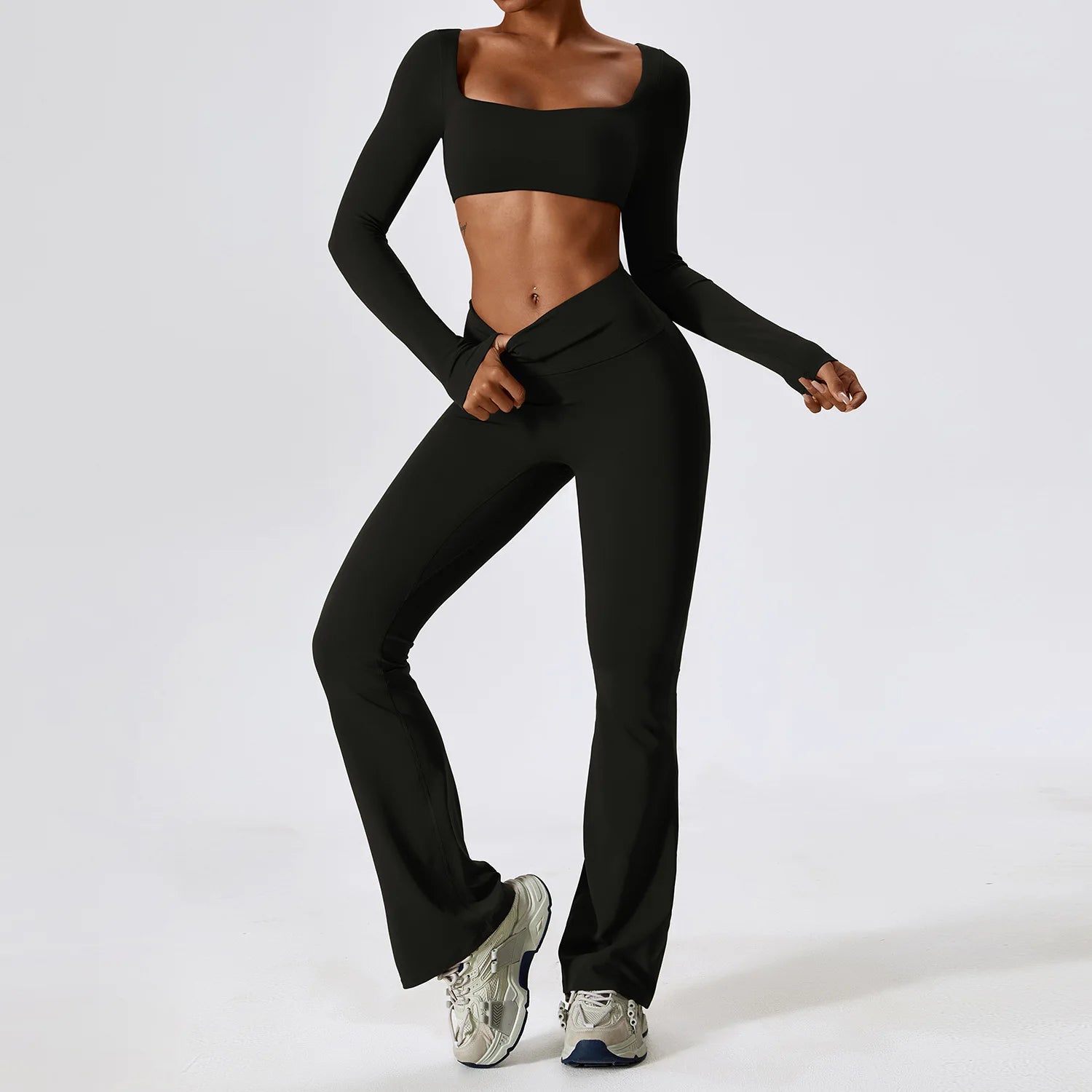 NLW Elite Seamless 2-Piece Yoga Set – High-Performance Compressed Fitness Suit