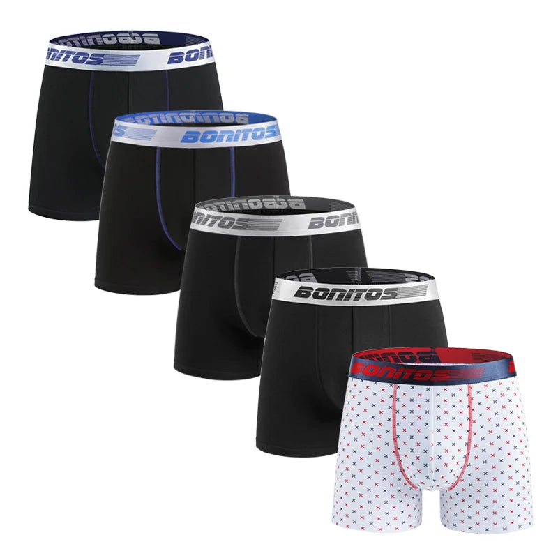 NLW Premium Men's Cotton Boxer Shorts (5-Piece Set) – Breathable High-Stretch Comfort Underwear