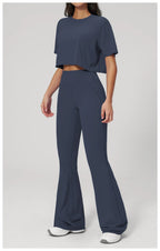 NLW High-Elasticity Crop Top & Matching Gym Leggings