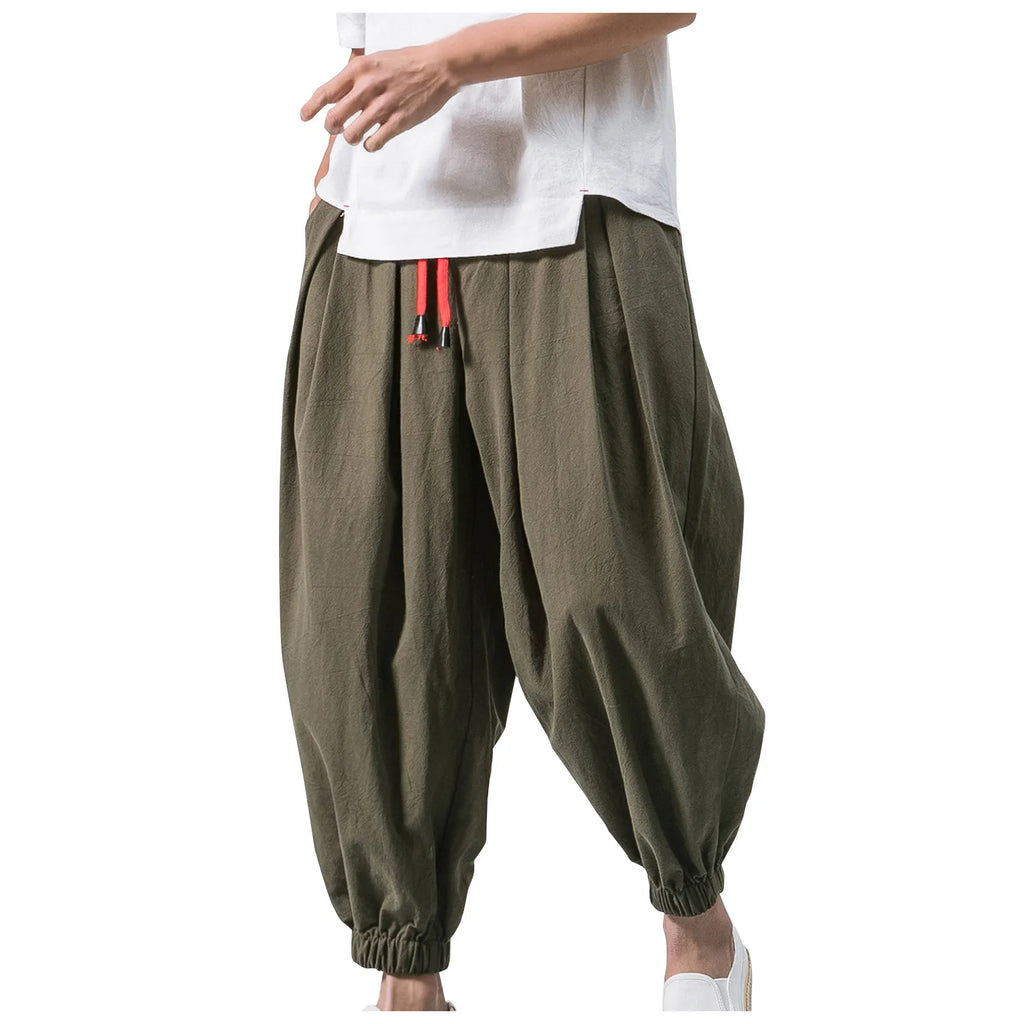 NLW Men’s Oversized Cotton-Linen Wide-Leg Pants