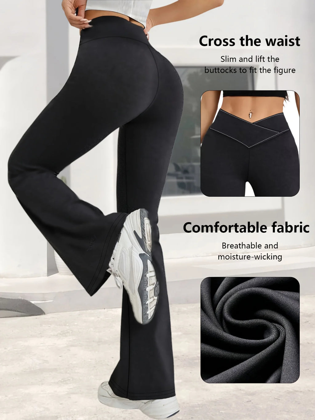 NLW V-Cross High-Waist Flare Leggings