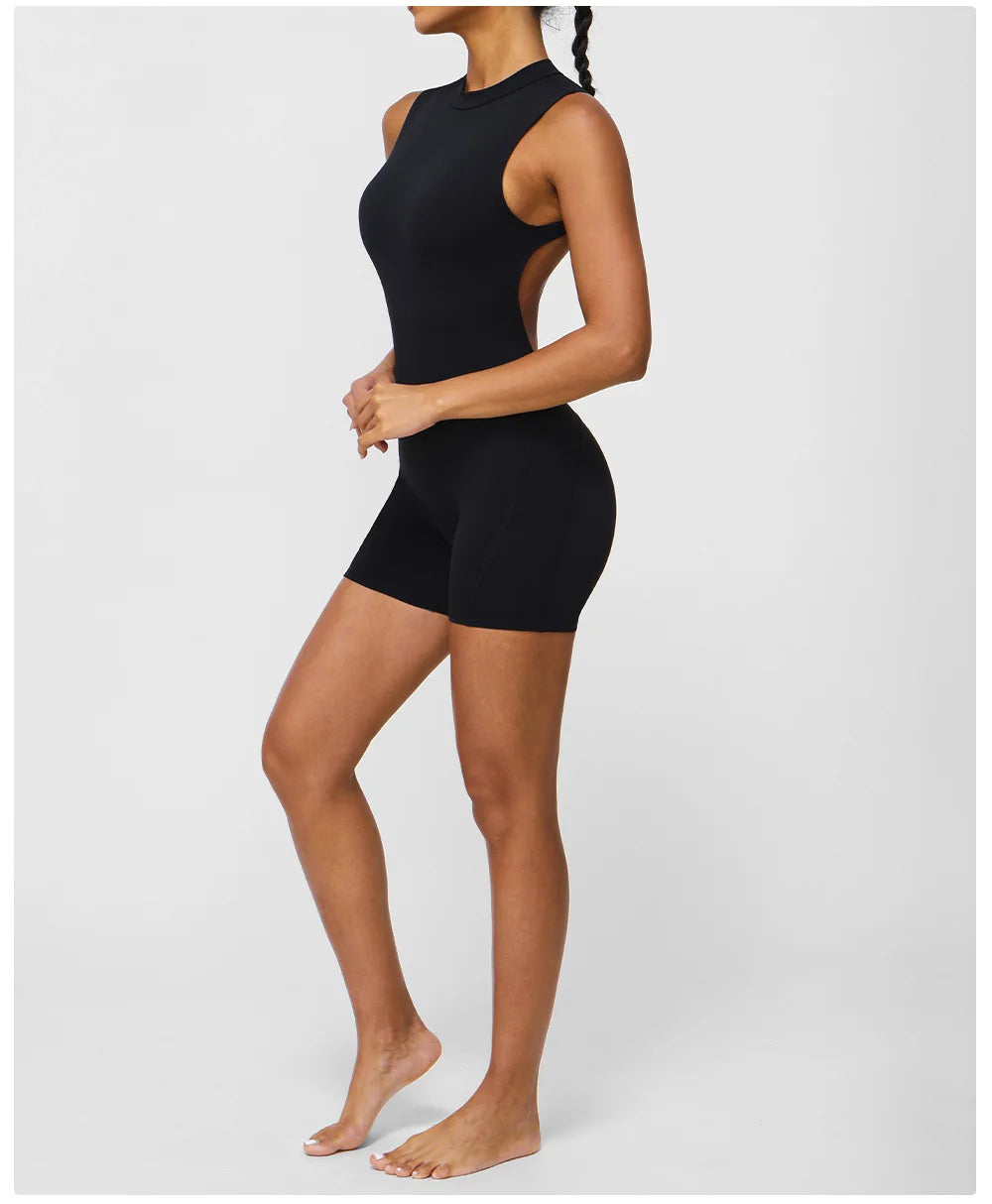 NLW Sexy V-Back One-Piece Yoga Jumpsuit
