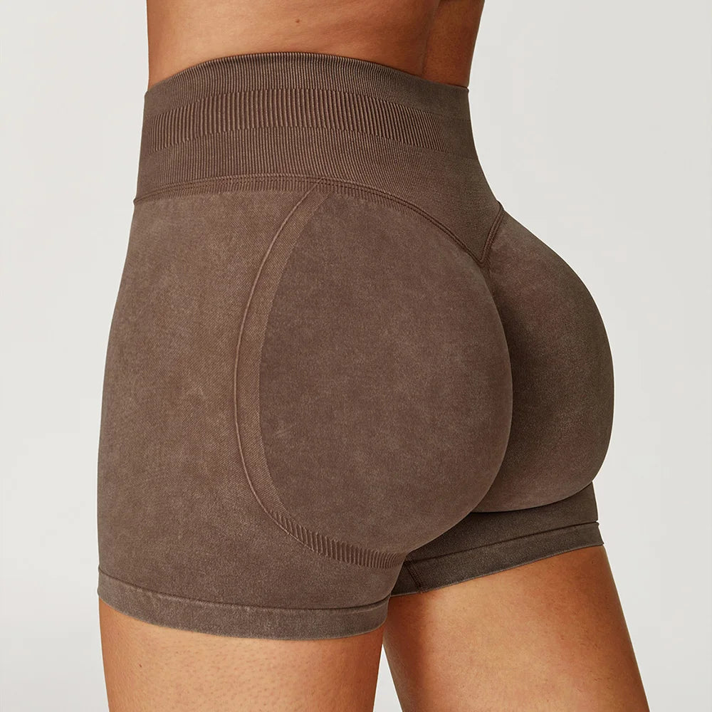 Sand Washed Seamless Yoga Shorts | High-Waist Butt-Lift Workout Shorts