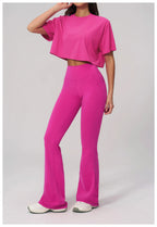 NLW High-Elasticity Crop Top & Matching Gym Leggings
