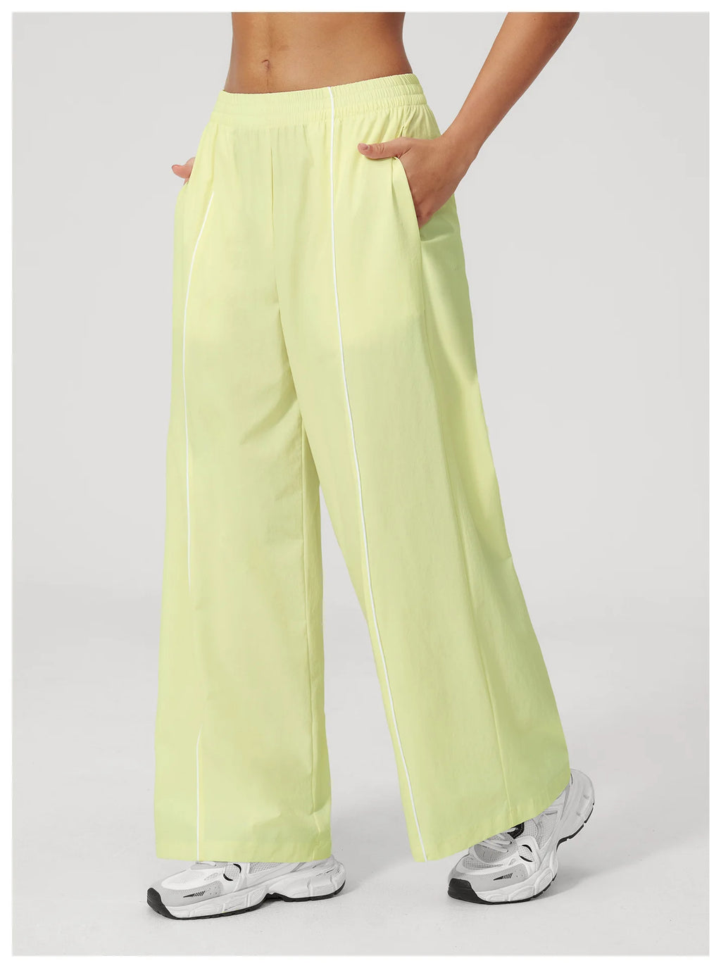 Loose Fit Contrasting Lines Sports Pants | Women's UV-Protection Yoga & Fitness Pants