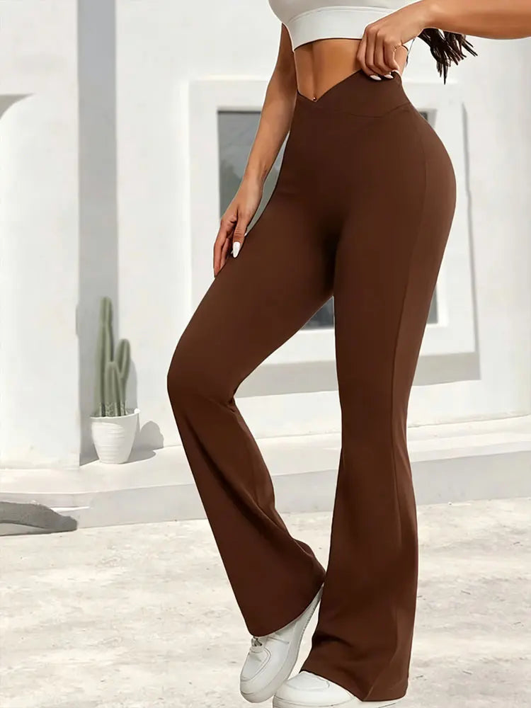 NLW V-Cross High-Waist Flare Leggings