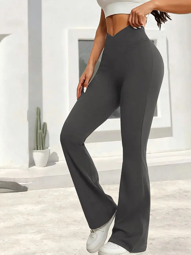 NLW V-Cross High-Waist Flare Leggings