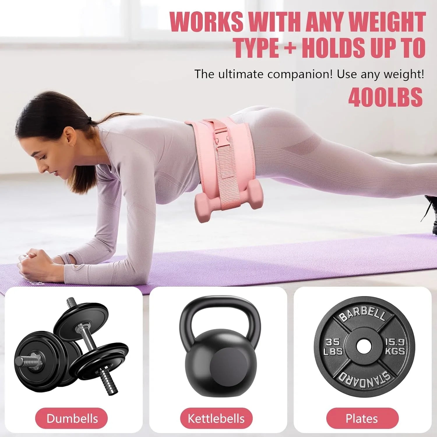 NLW Pro Hip Thrust Belt – Thickened & Widened Glute Workout Belt for Dumbbells, Kettlebells & Plates