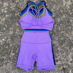 NLW Cross-Back Sports Bra & Short Leggings 2-Piece Tracksuit – Seamless Gym Workout Set