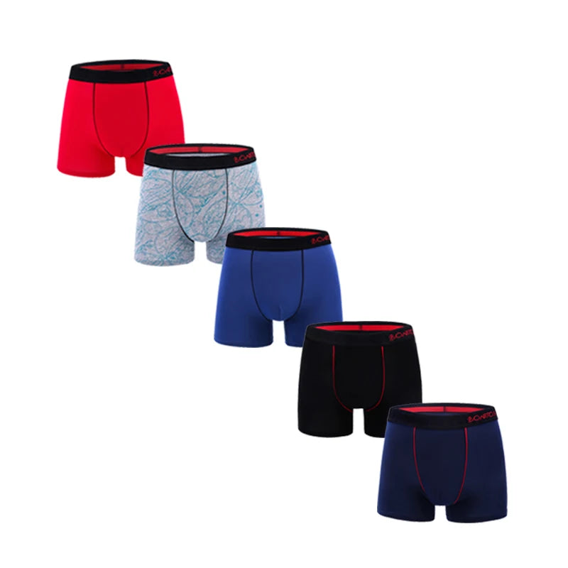 NLW Premium Men's Cotton Boxer Shorts (5-Piece Set) – Breathable High-Stretch Comfort Underwear