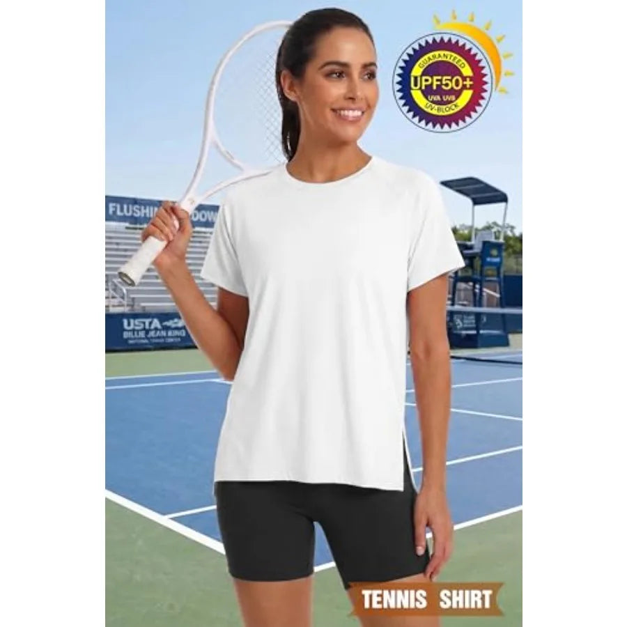 NLW Active UPF50+ Bamboo Sun Protection Tee – Side-Slit Quick-Dry Workout Shirt