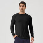NLW Men Performance UPF 50+ Long Sleeve Shirt – Stretchy Quick-Dry Training Tee