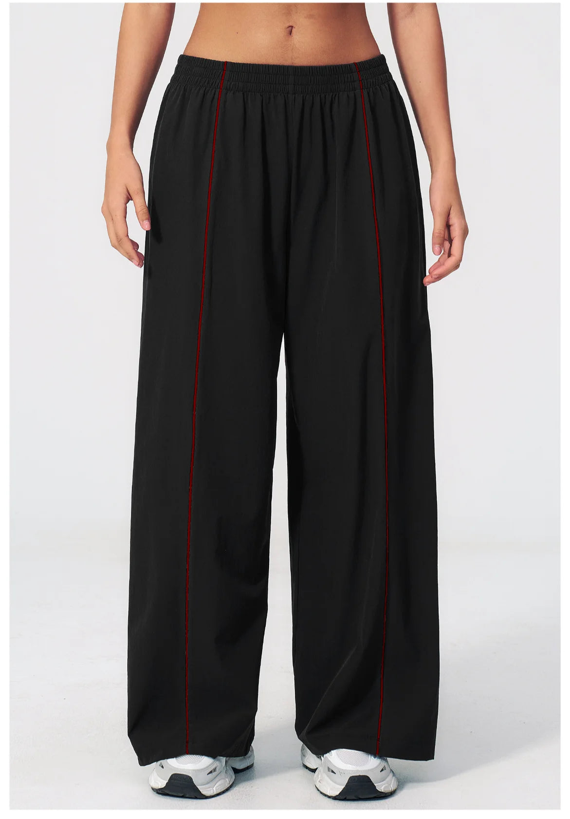 Loose Fit Contrasting Lines Sports Pants | Women's UV-Protection Yoga & Fitness Pants