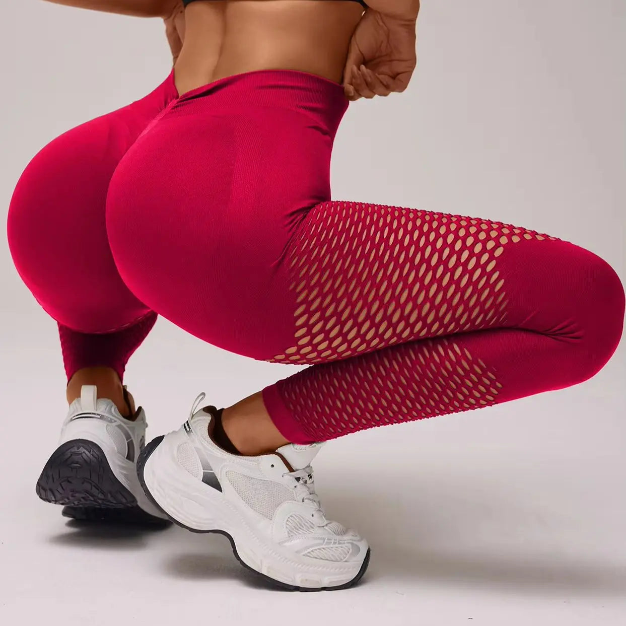 V-Back Hollow Out Scrunch Leggings – Seamless Booty-Lifting Fitness Tights