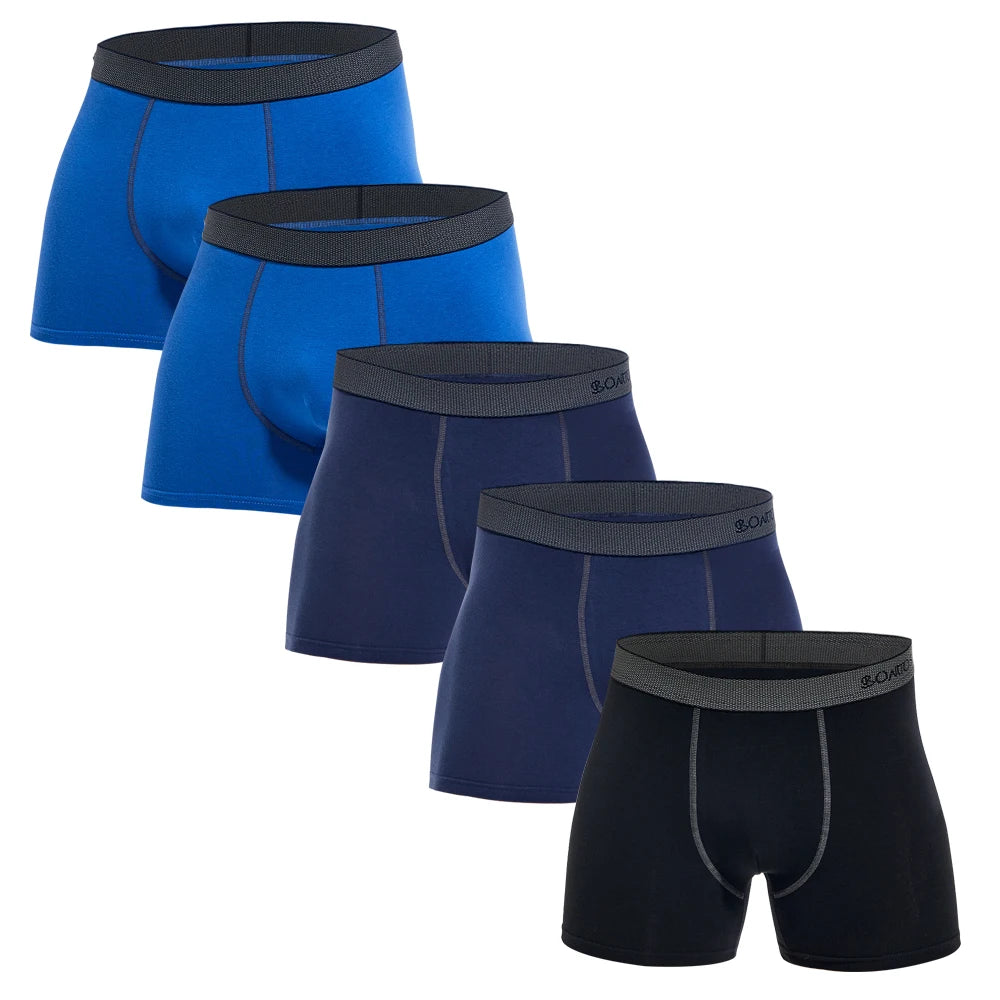NLW Premium Men's Cotton Boxer Shorts (5-Piece Set) – Breathable High-Stretch Comfort Underwear