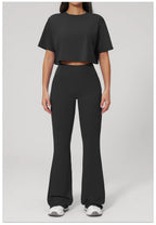 NLW High-Elasticity Crop Top & Matching Gym Leggings
