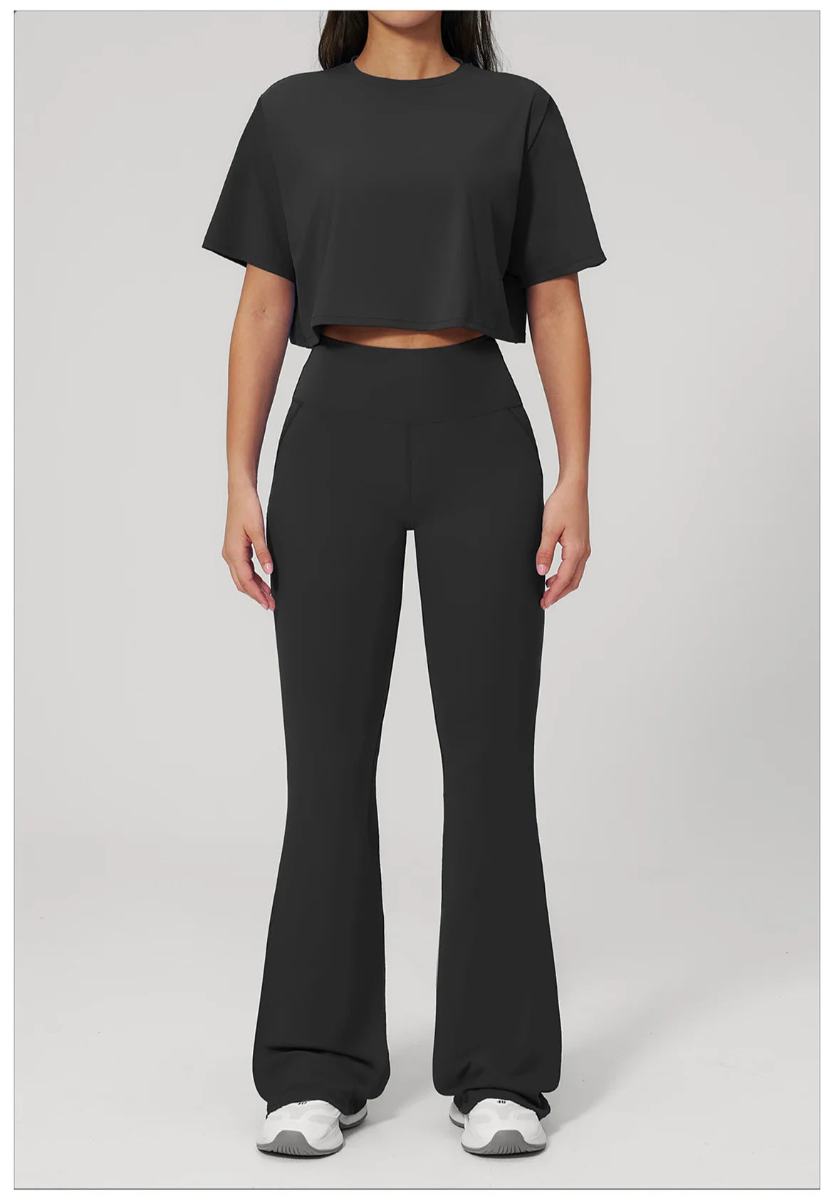 NLW High-Elasticity Crop Top & Matching Gym Leggings