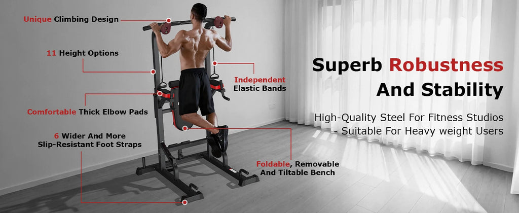 NLW -Pooboo Power Tower Dip Station Pull Up Bar