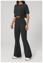 NLW High-Elasticity Crop Top & Matching Gym Leggings