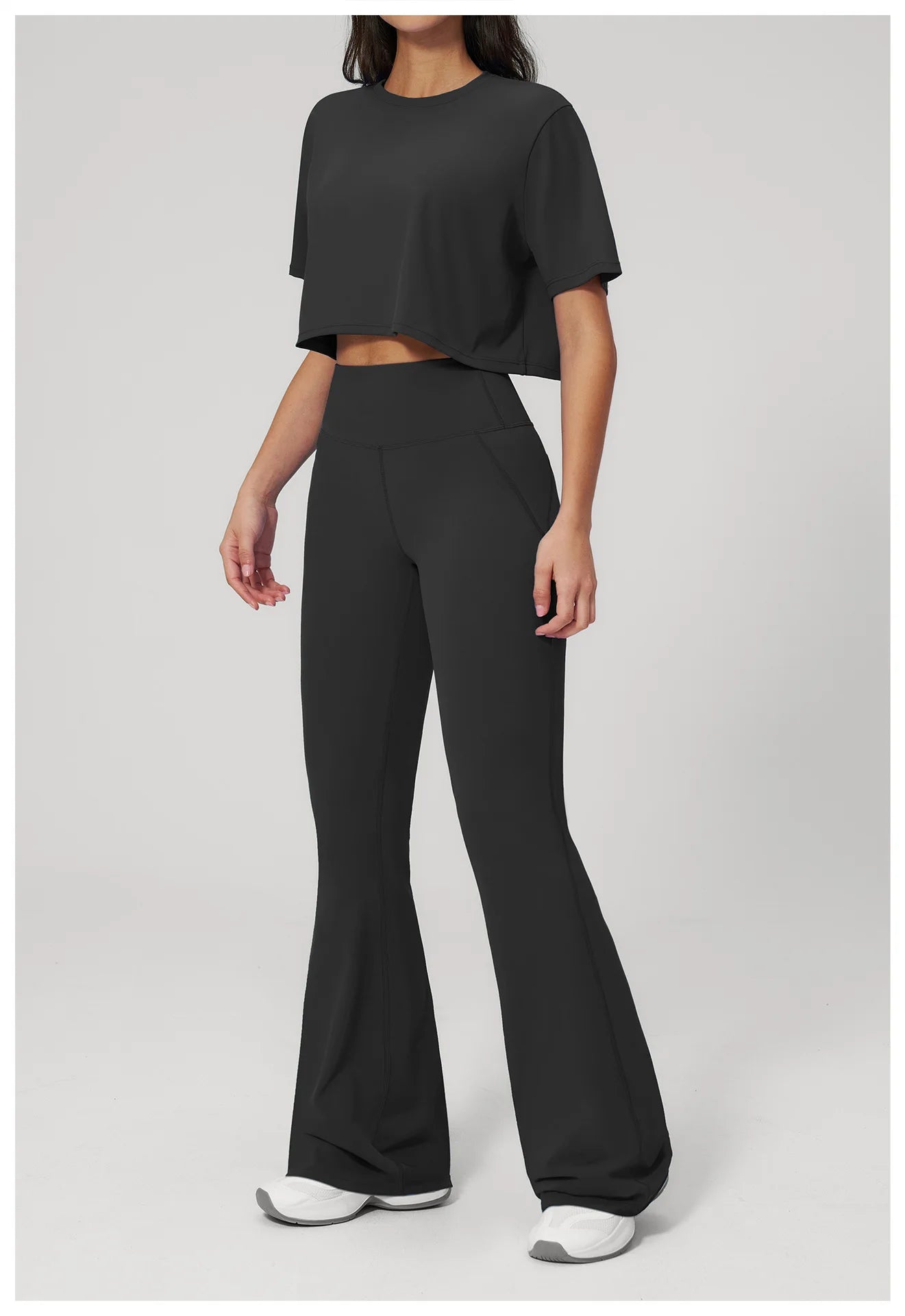 NLW High-Elasticity Crop Top & Matching Gym Leggings