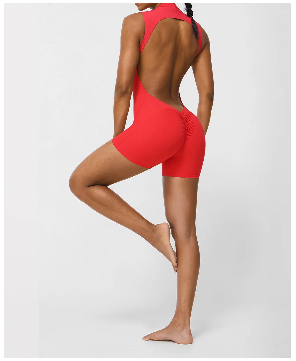 NLW Sexy V-Back One-Piece Yoga Jumpsuit