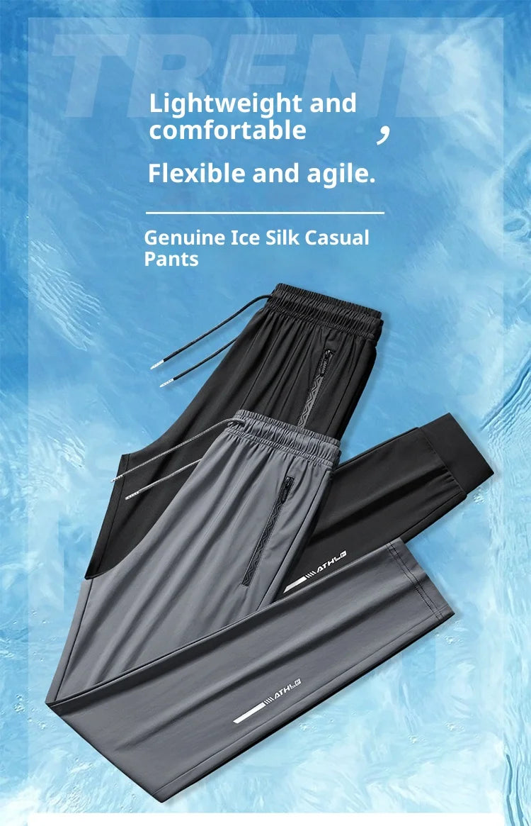 NLW Men’s Ice Silk Tech Pants – Lightweight Stretch Trousers