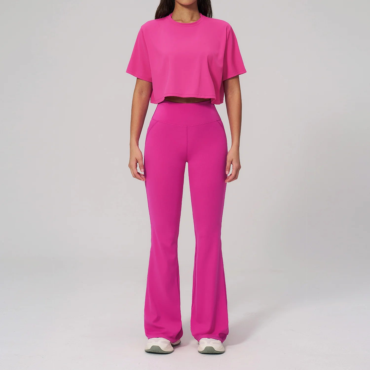 NLW High-Elasticity Crop Top & Matching Gym Leggings