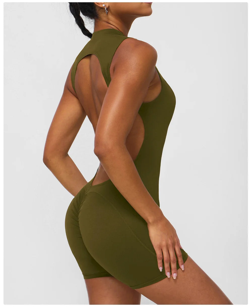 NLW Sexy V-Back One-Piece Yoga Jumpsuit