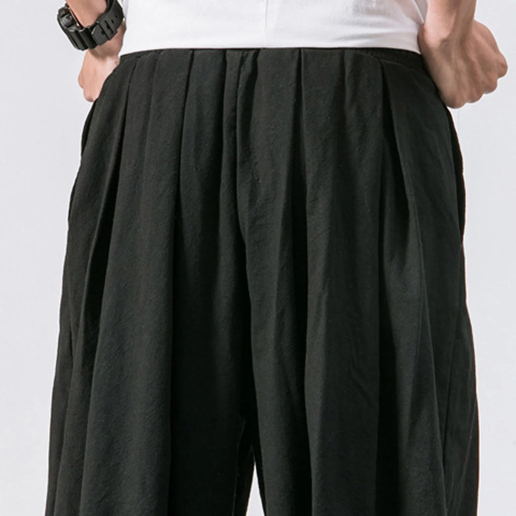 NLW Men’s Oversized Cotton-Linen Wide-Leg Pants
