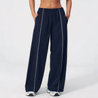 Loose Fit Contrasting Lines Sports Pants | Women's UV-Protection Yoga & Fitness Pants