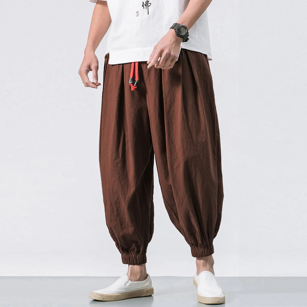 NLW Men’s Oversized Cotton-Linen Wide-Leg Pants