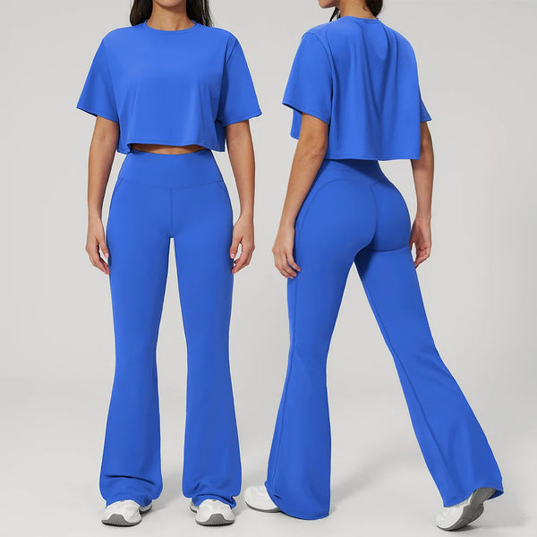 NLW High-Elasticity Crop Top & Matching Gym Leggings