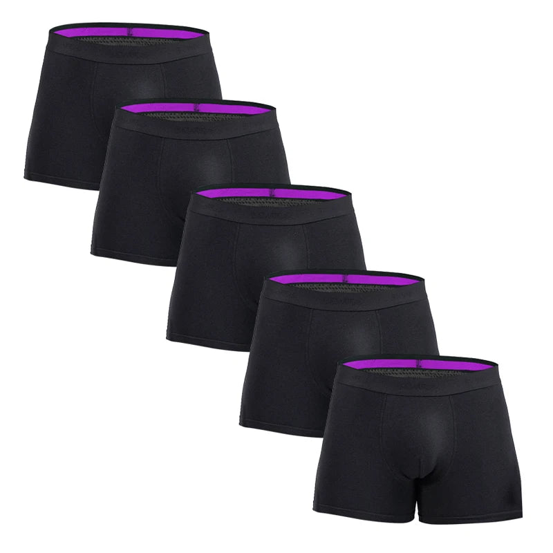 NLW Premium Men's Cotton Boxer Shorts (5-Piece Set) – Breathable High-Stretch Comfort Underwear