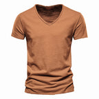 NLW Men’s Premium V-Neck Tee – 100% Cotton Slim Fit Shirt