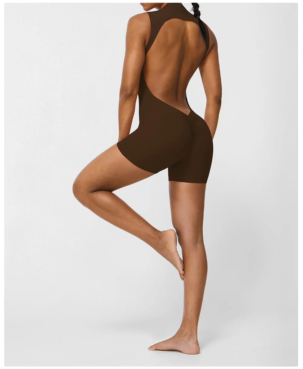 NLW Sexy V-Back One-Piece Yoga Jumpsuit