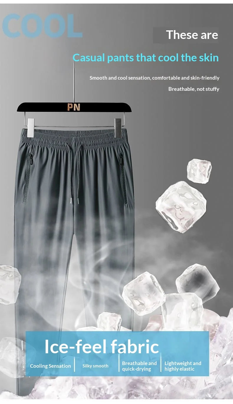 NLW Men’s Ice Silk Tech Pants – Lightweight Stretch Trousers