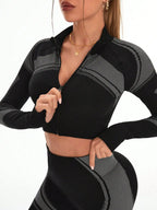 NLW Seamless High-Waist Tummy Control Leggings & Crop Top 2-Piece Fitness Outfit