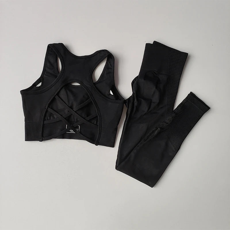 NLW Seamless Sculpt Yoga Set – Sleeveless Quick-Dry Premium Fitness Set