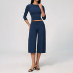 NLW Seamless Yoga Suit – 2-Piece Crop Sleeve & Capri Gym Set