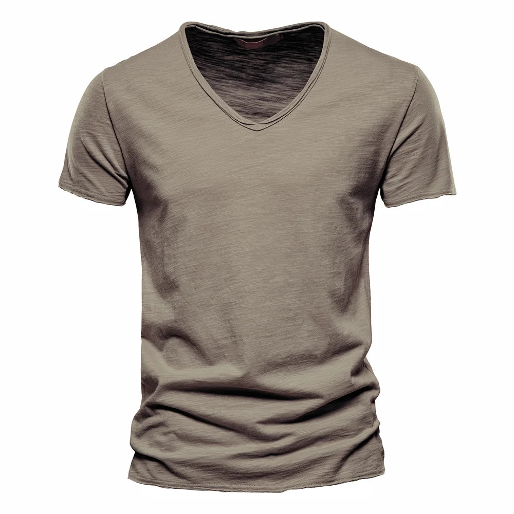 NLW Men’s Premium V-Neck Tee – 100% Cotton Slim Fit Shirt