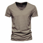NLW Men’s Premium V-Neck Tee – 100% Cotton Slim Fit Shirt