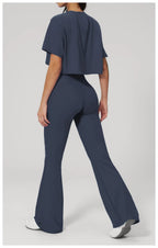 NLW High-Elasticity Crop Top & Matching Gym Leggings