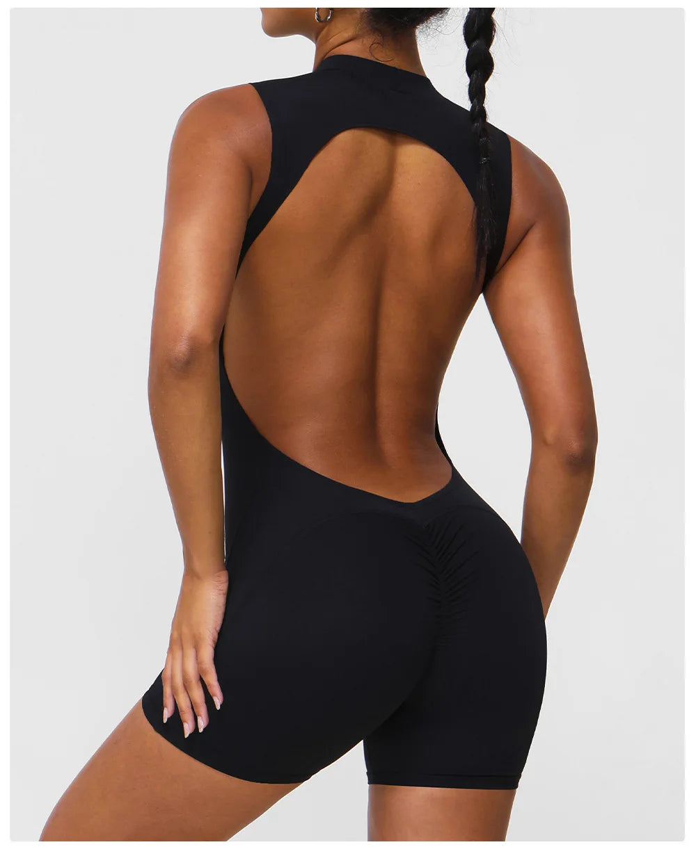 NLW Sexy V-Back One-Piece Yoga Jumpsuit