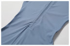 Zipper Short-Sleeve Yoga Bodysuit | Push-Up Gym Tracksuit