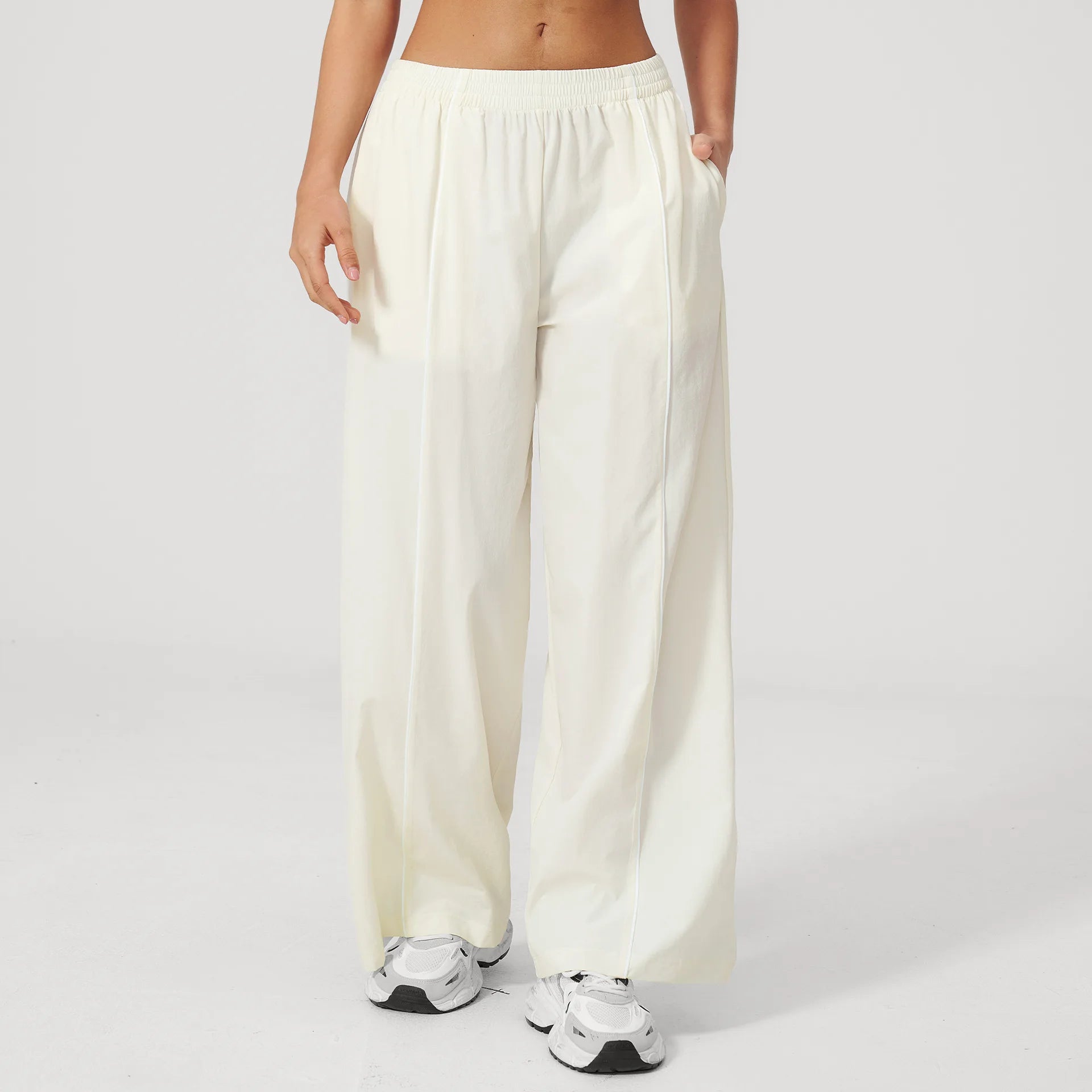 Loose Fit Contrasting Lines Sports Pants | Women's UV-Protection Yoga & Fitness Pants