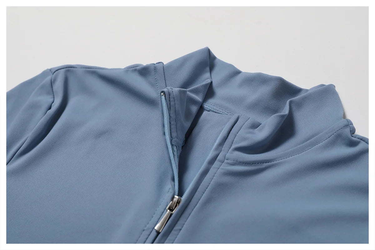 Zipper Short-Sleeve Yoga Bodysuit | Push-Up Gym Tracksuit