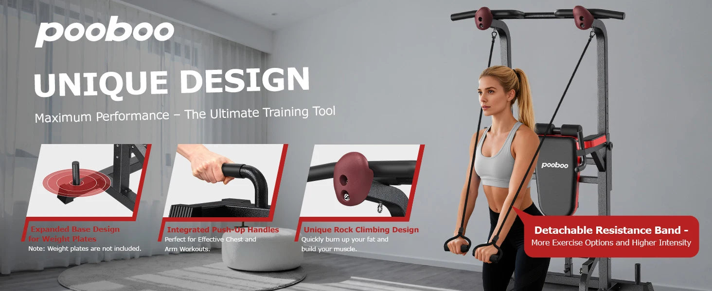 NLW -Pooboo Power Tower Dip Station Pull Up Bar