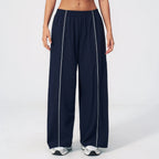 Loose Fit Contrasting Lines Sports Pants | Women's UV-Protection Yoga & Fitness Pants